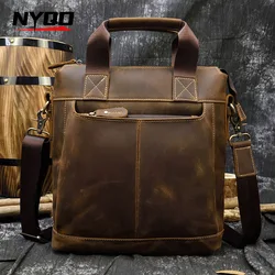 Men's Retro Crazy Horse Leather Handbag Crossbody Shoulder Bag Male Handmade Computer Bag Мужская Сумка Поясная Bolso De Mano