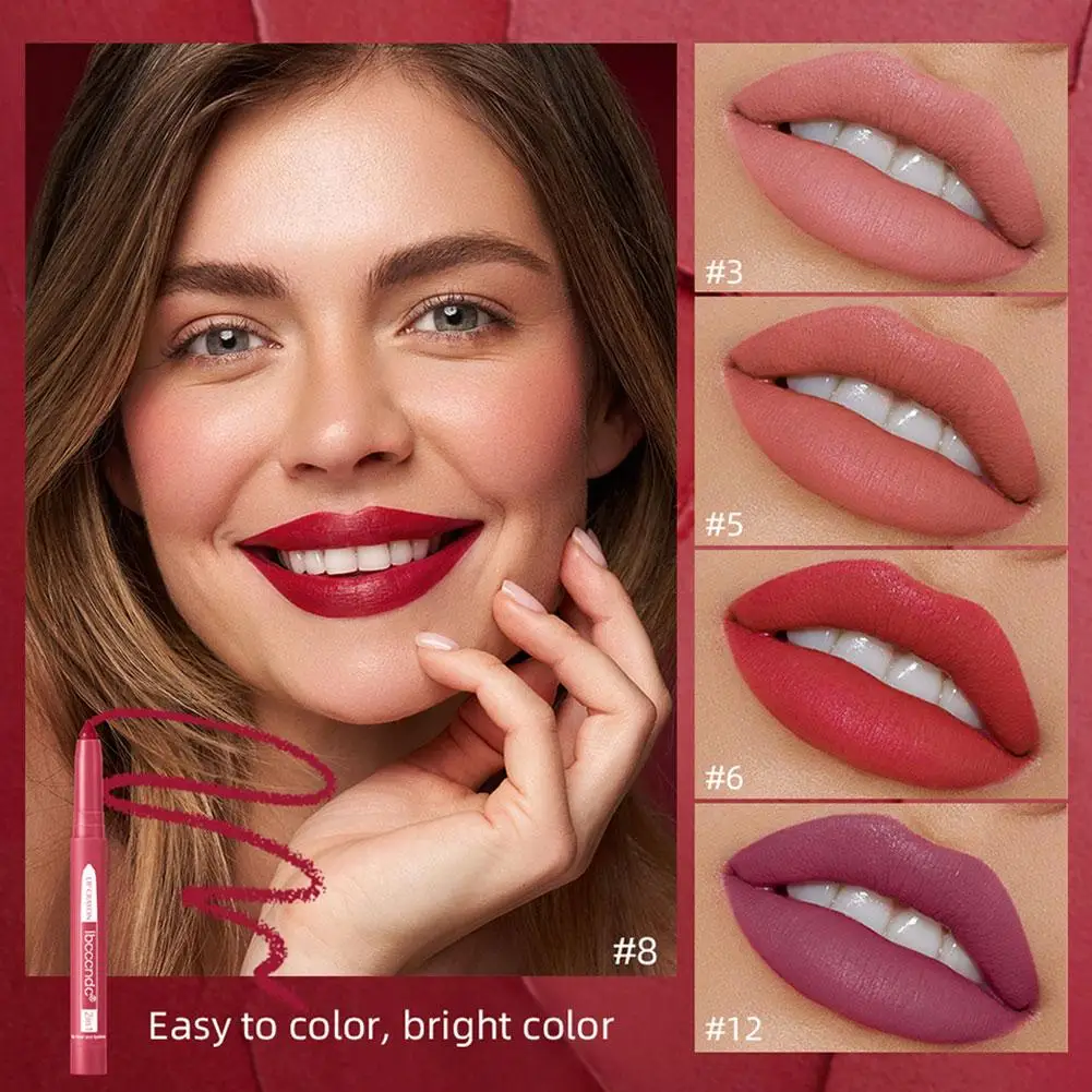 2-In-1 Lipliner Waterdichte Zweetbestendige Fluwelen Matte Lippenstift Multifunctionele Lipliner Diamant Voor Lippen Oog Potlood Set