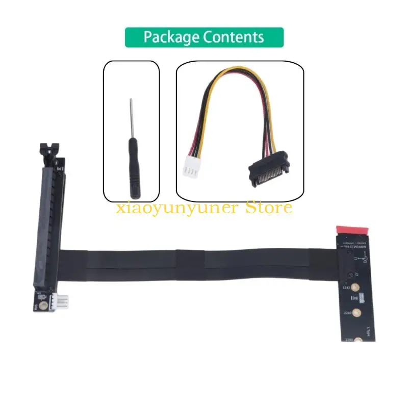 P9JB M.2 NGFF NVMe Key M to PCIE x16 Graphics Card Extension Cable M.2 Turn 90 Angled 16X M.2 Risers Card Adapter GPU Cable