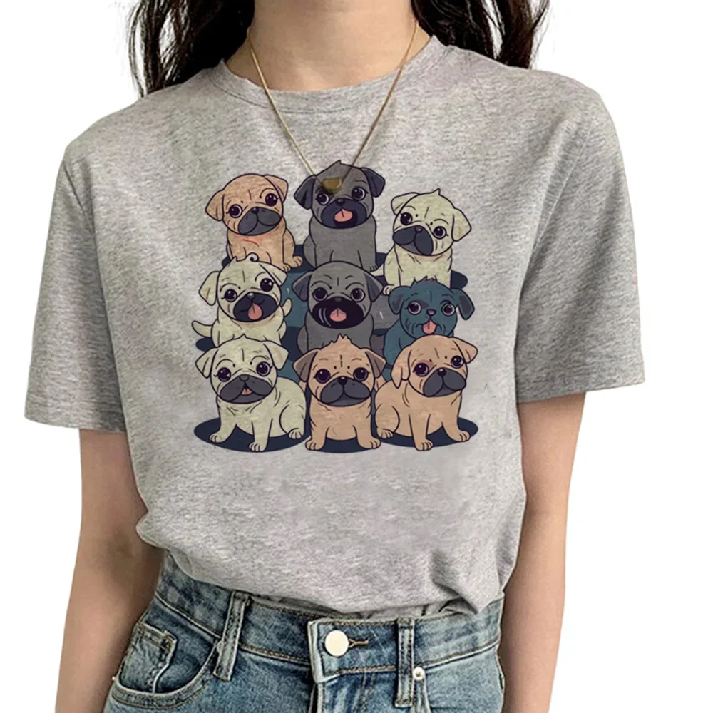 Classic Anime Pug Graphic T Shirts for Woman Kawaii Cartoon T-shirt Comic Clothes Streetwear Two-dimensional Harajuku Funny Tee