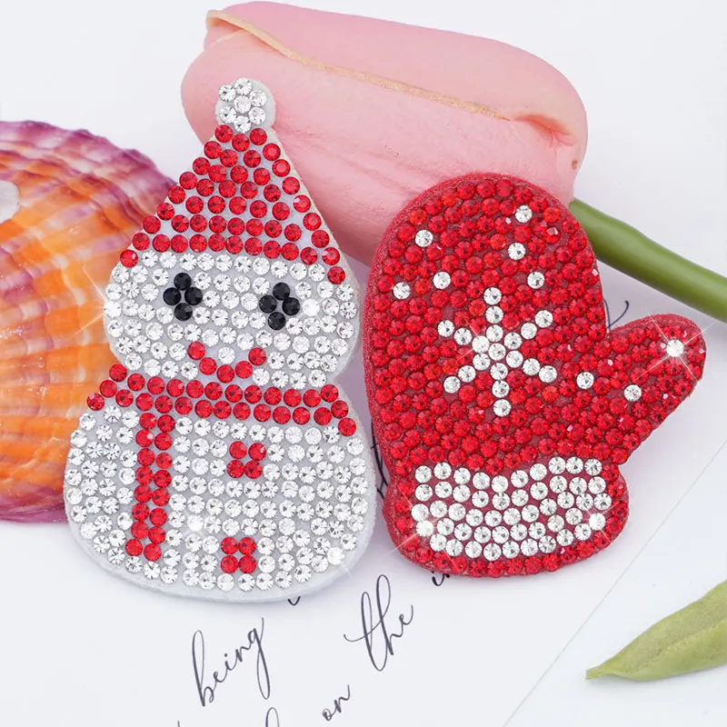 10 Stück Weihnachts-Diamantmuster Schneemann Rentier Aufnäher für Kleidung Tasche Schuh-Serie Bestseller Stickerei-Aufnäher – Detail 5