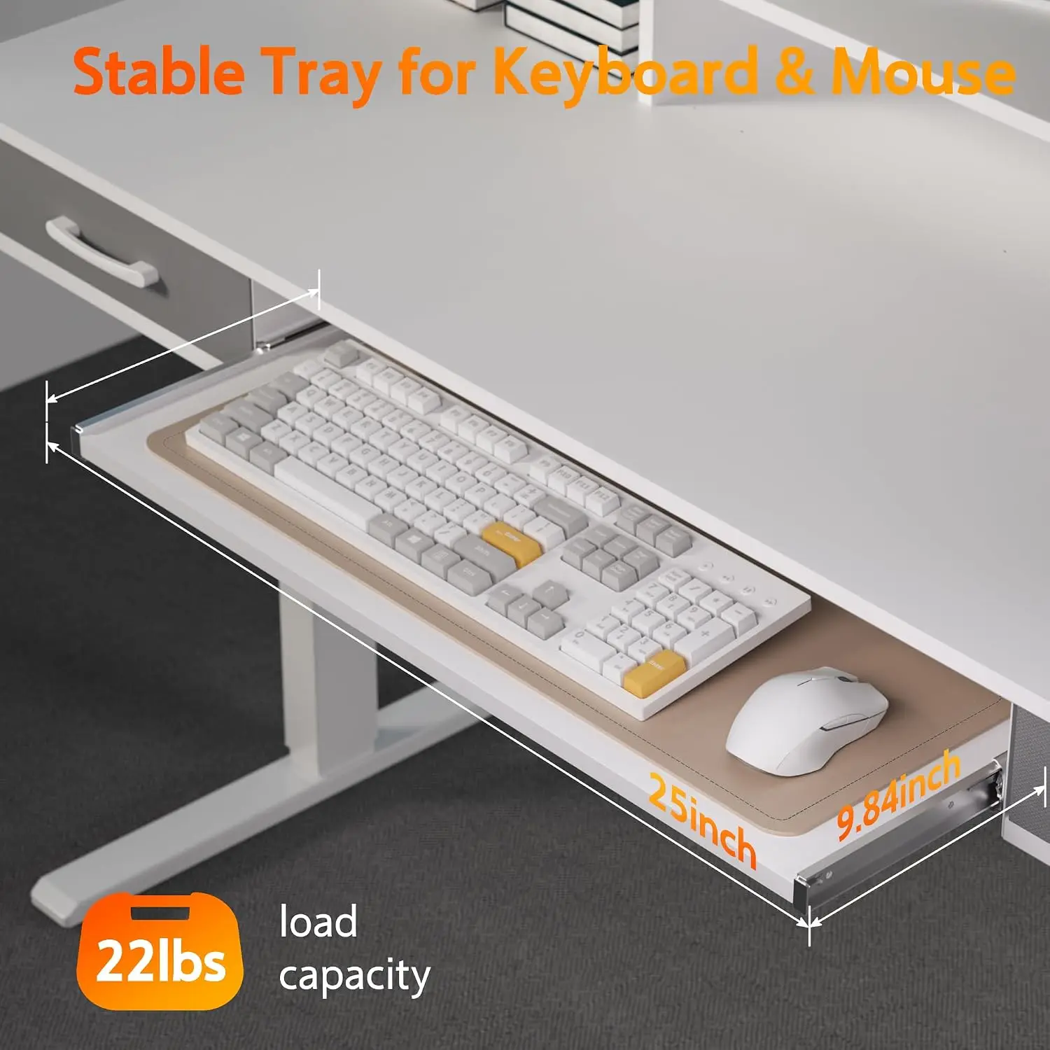 63 Inch Electric Standing Desk with Keyboard Tray Height Adjustable Table with 2 Drawers Ergonomic Home Office Desk , Customized
