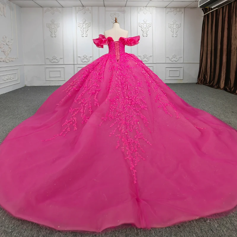 Quinceanera Dresses Ball Gown Flower Vestidos De 15 Años Pink Sequined Ruched Ribbons DY9986 Evening Party Dress 2023 Bar Mitzvh