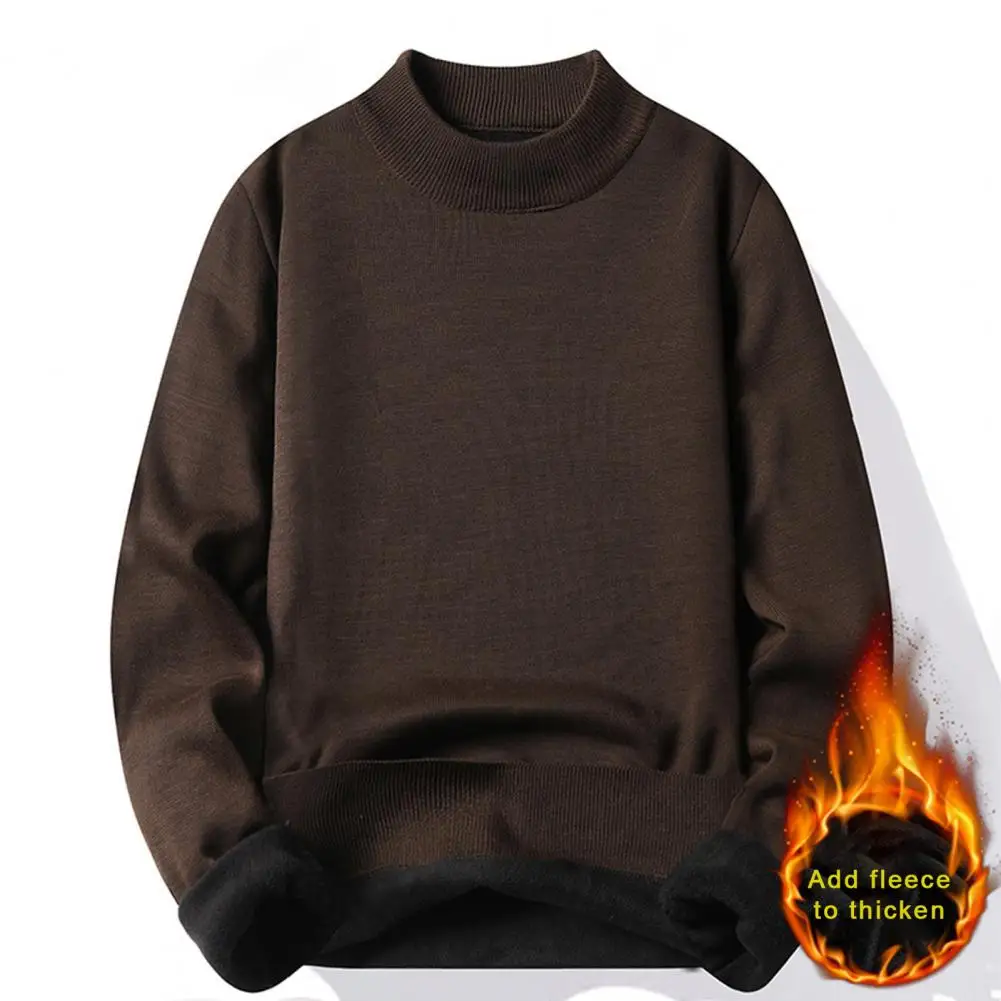 

All-day Wear Men Knitwear Thick Knitted Men's Fall Winter Sweater with Half-high Collar Warm Long Sleeve for Casual for Men