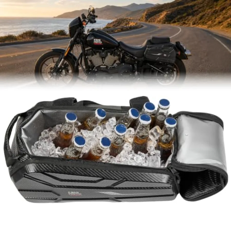 Universal saddlebag cooler bag for motorcycles: insulated EVA material, black, leakproof design keeps items hot or cold up to 7