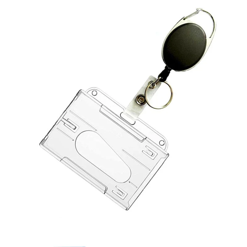 Transparent Card Sleeve, Hard Plastic Badge Holder, Double Sided Id Card Pouch, Work Id Card Protector,