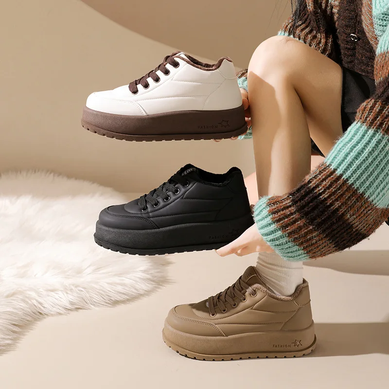 الشتاء المرأة الرجعية الدافئة أفخم منخفضة أعلى فلكنيز حذاء موضة تنوعا مريحة المخملية عدم الانزلاق أحذية رياضية قطنية مكتنزة