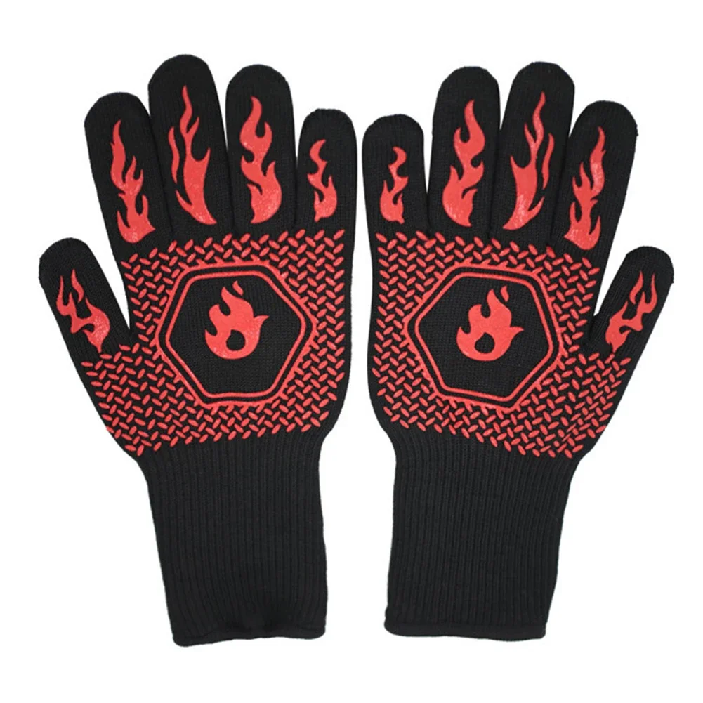 

Black Fireproof Cooking Gloves Machine Washable Protective Gloves Grilling Oven Gloves Versatile Cooking Tools