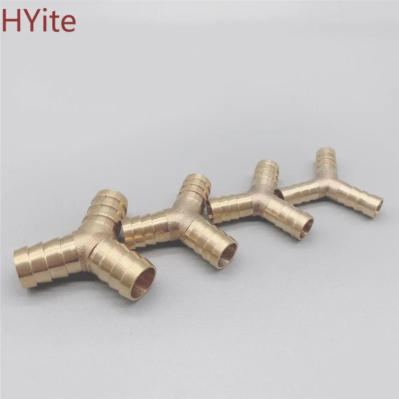 Brass Splicer Pipe Fitting Y Shape 3 Way Hose Barb 4mm 6mm 8mm 10mm 12mm 16mm Copper Barbed Connector Joint Coupler Adapter