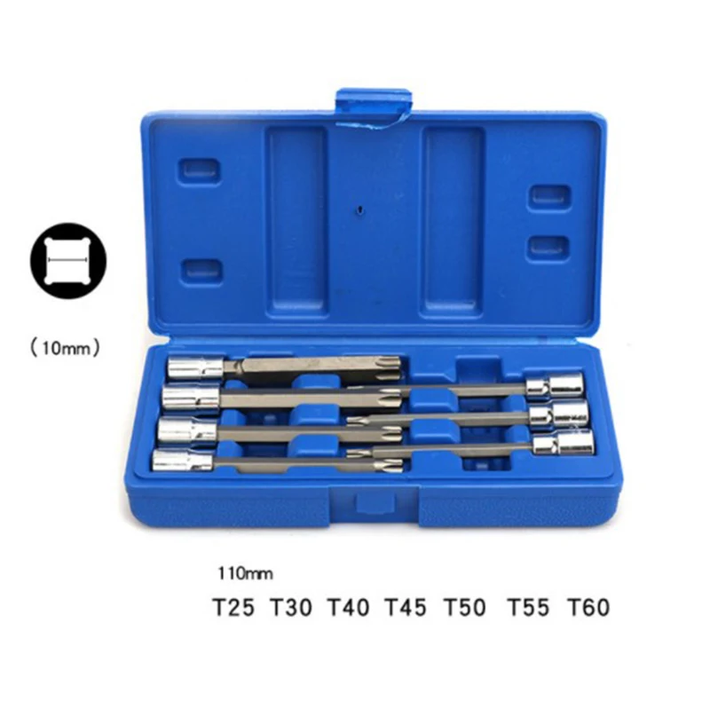 A96I-7Pcs/Set 3/8 Inch Socket Tool Set Drive Extra Long Torx Star Bit Sockets Set T25 T30 T40 T45 T50 T55 T60 Narzędzia ręczne