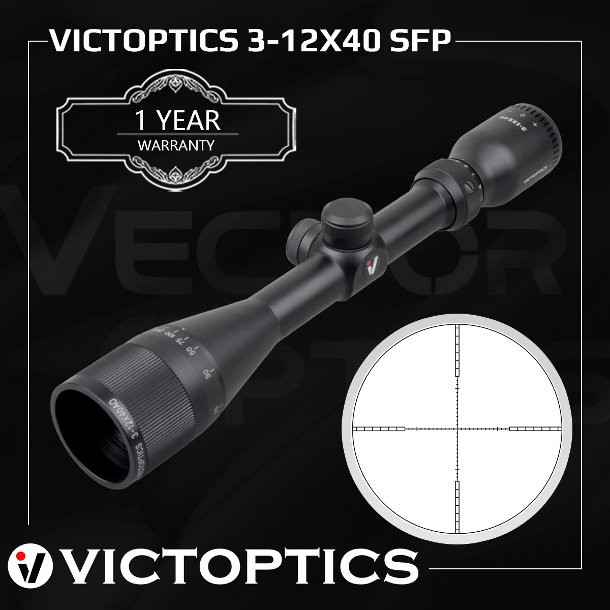 Victoptics 3-12X40 Sfp Hunting Riflescope Shockproof Optical Scope Tactical Glass Etched Reticle Optical Sights Fits .308