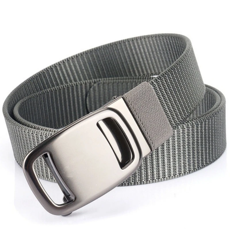 Canvas Men's Belt Metal Automatic Buckle Toothless Outdoor Military Training Jeans Decor Fashion Simple Thickened Waistband