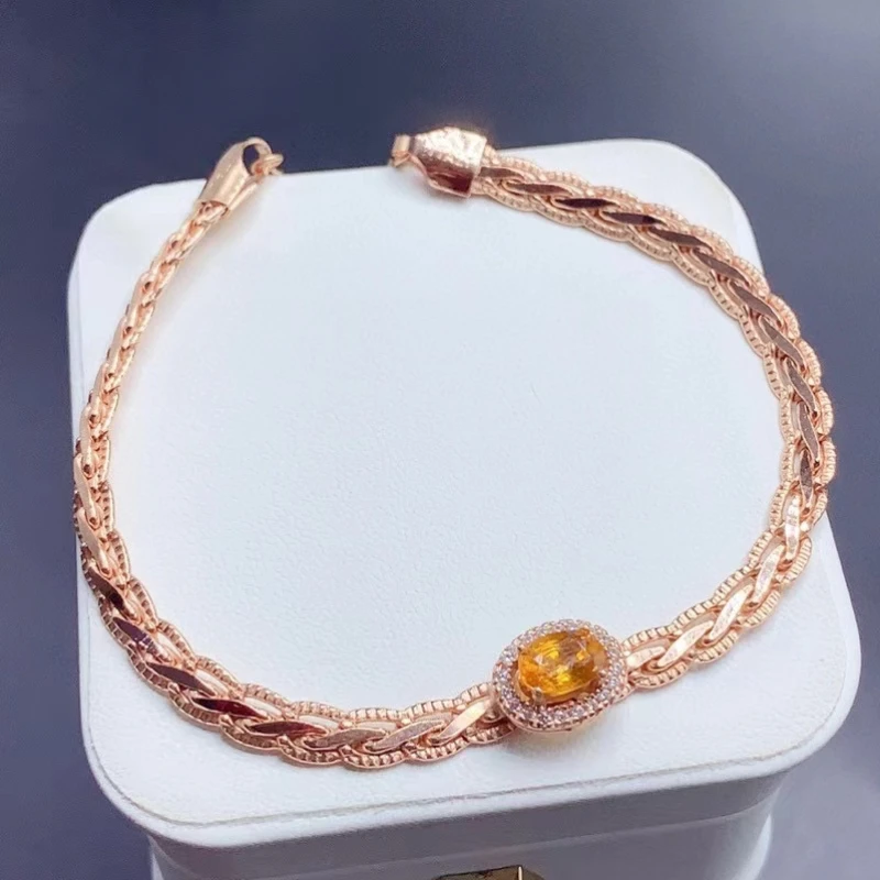 

Yellow Sapphire Bracelet for Daily Wear 4mm*6mm 0.5ct Natural Sapphire Silverf Bracelet 18K Gold Plated 925 Silver Jewelry