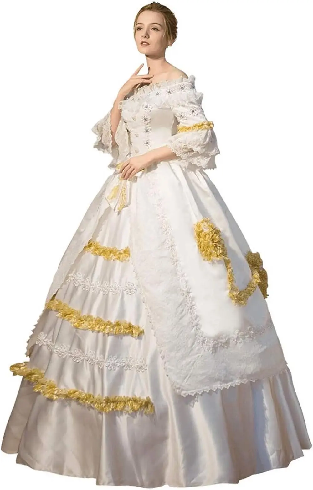 

KEMAO Rococo Baroque Marie Antoinette Ball Dresses 18th Century Renaissance Dress Historical Period Victorian Golden Gown