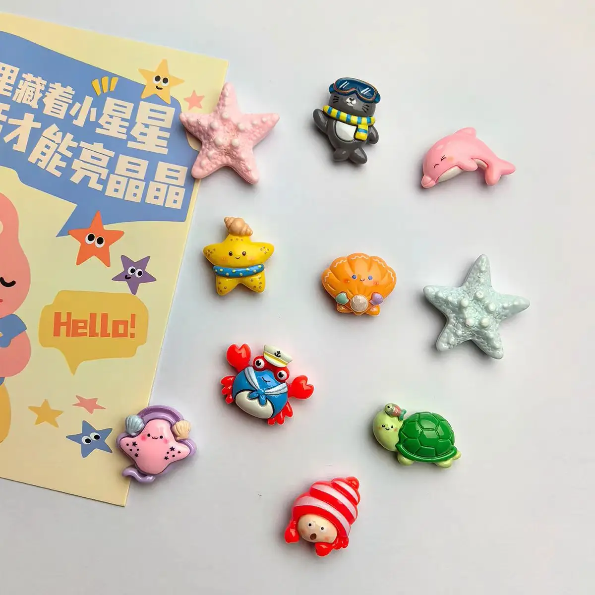 Creative ocean-themed starfish crab shell refrigerator magnet, magnetic sticker, instant photo holder, hole board, enamel board