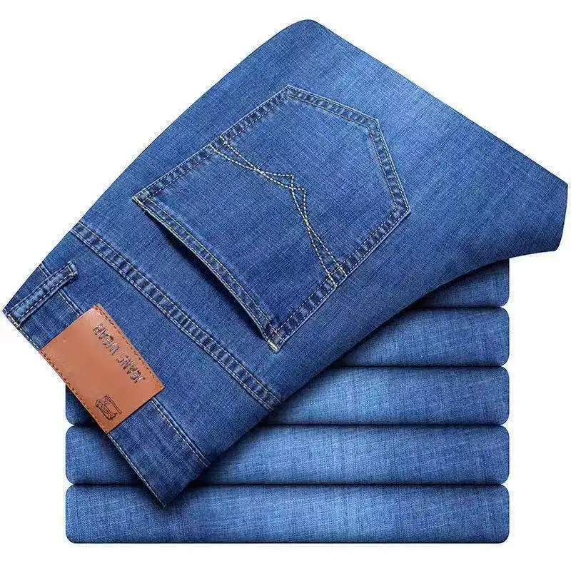 

2025 New Business Men's Jeans Casual Comfortable Straight Stretch Fashion Classic Premium Blue Black Denim Pants Large Pants