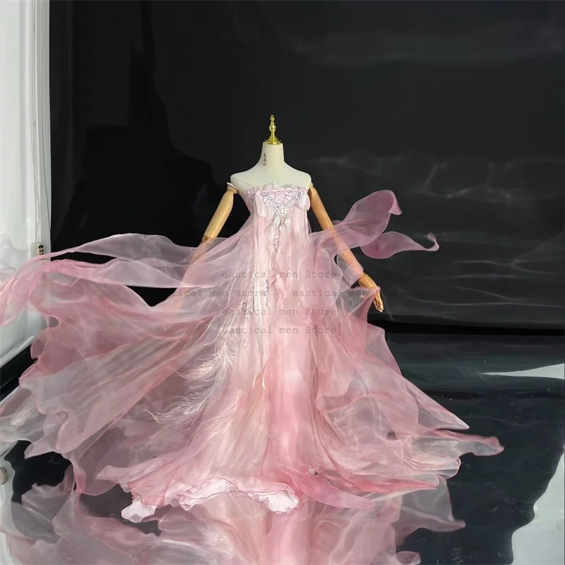 중국어 드레스 여성 고대 전통 자수 핑크 Hanfu 여성 요정 코스프레 의상 Hanfu 드레스 파티 쇼