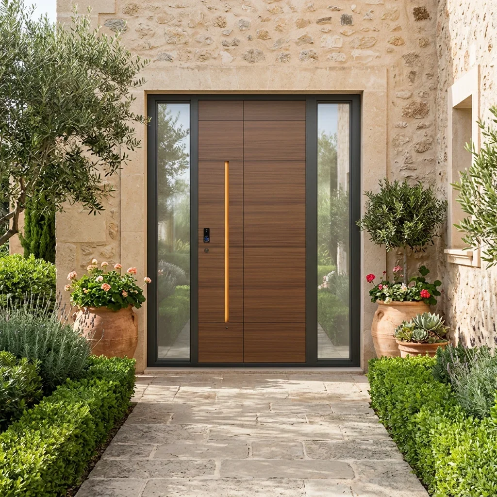 Latest Design Villa Aluminum Alloy Entrance Door Fingerprint Unlocking Intelligent Security Doors Soundproof Hinged Doors
