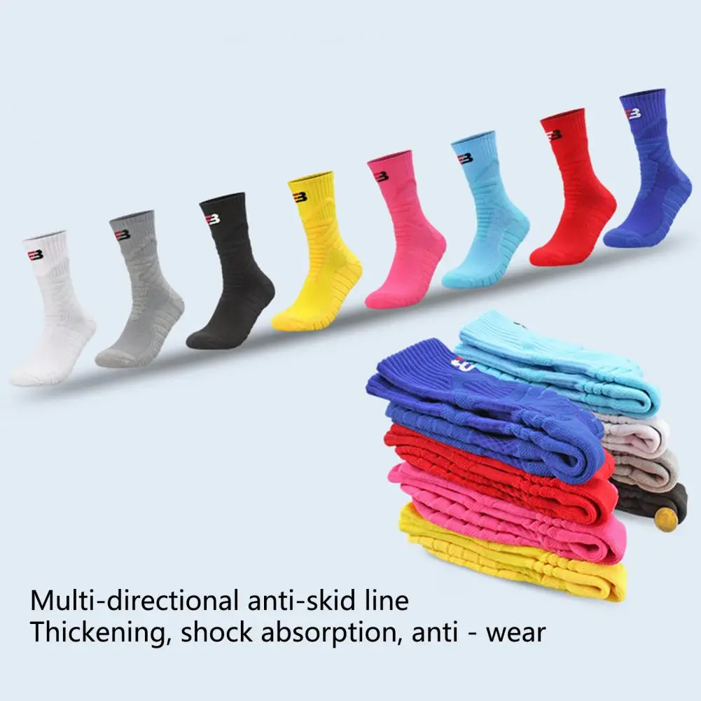 Terry Fabric 1 Pair Durable Basketball Athletic Sports Socks Pressurized Anti-wear Sports Socks Vibration Damping   for Sports