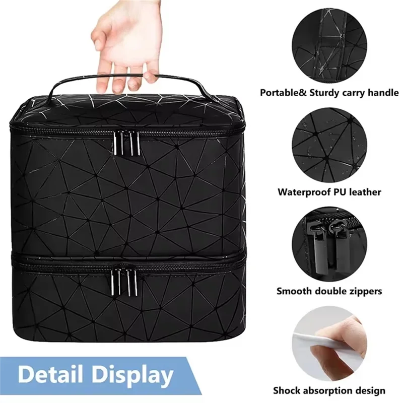 

B23B 30 Bottle Nail Polish Organizer Bag Large Capacity Cosmetic Storage Portable Handbag With Handle For Travel
