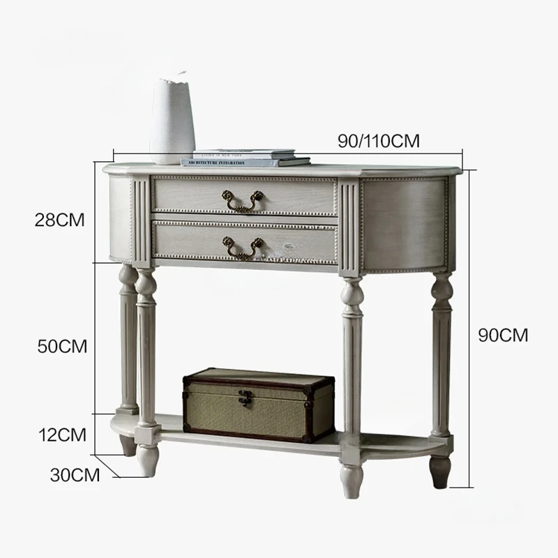 Solid Wood Console Tables for Hallway Double-layer Drawer  Personalized Creative Retro    Hotel PVBH