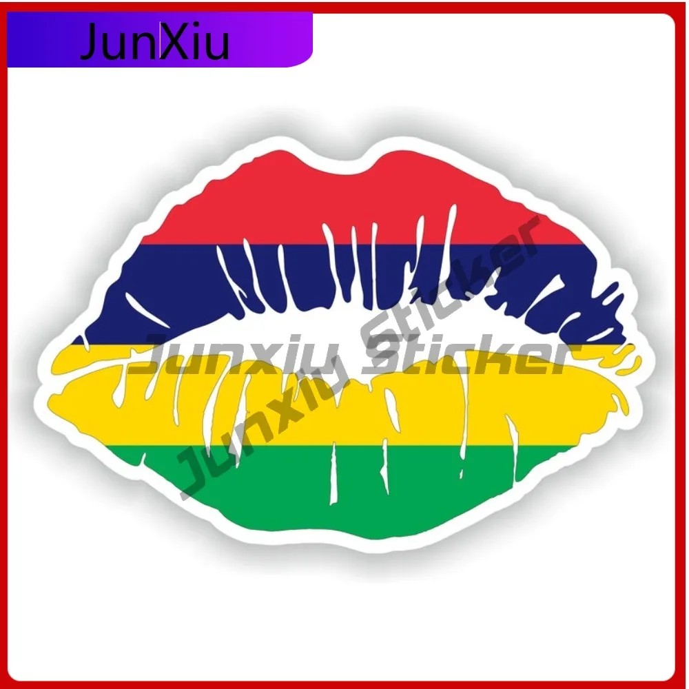 

Mauritius Lips Flag Artistic Auto Exterior Detail Commonly Used On Bumpers Rear Windows And Trunks With National Emblem