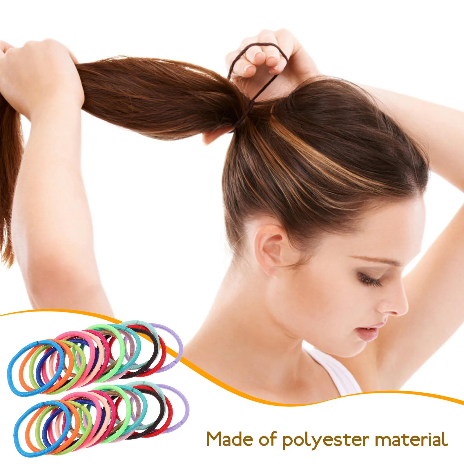 

100Pcs 4mm Strong Hair Band Hair Circle Hair Ring Head Rope Elastic Knitting Rope for Girl Decor (Random Assorted Color)