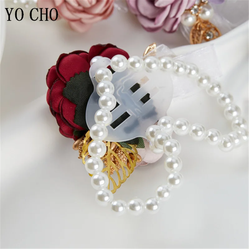 Artificial Rose Flower Boutonniere and Wrist Corsages for Girls Bridesmaid Wrist Flowers Bride Groom Brooches Wedding Supplies