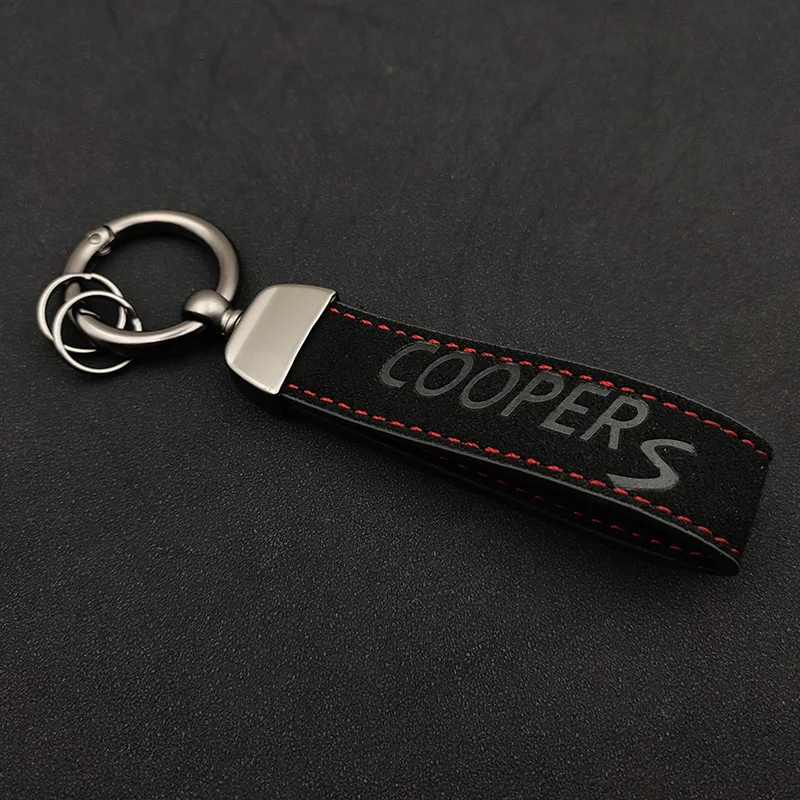 Luxury Women Men Keyring Fur Leather Car Keychain For Cooper S R56 F56 R53 F55 F57 F54 R52 2022 Logo Keychain Accessories