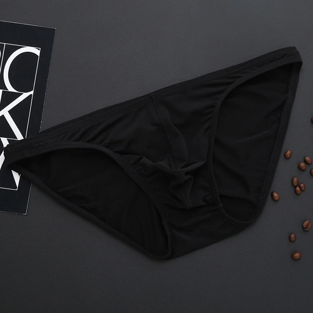 Men Sexy Low Waist Pouch Breathable Underpants Ice Silk Underwear Comfort Briefs  Ice Silk Breathable Low-waist Underwear