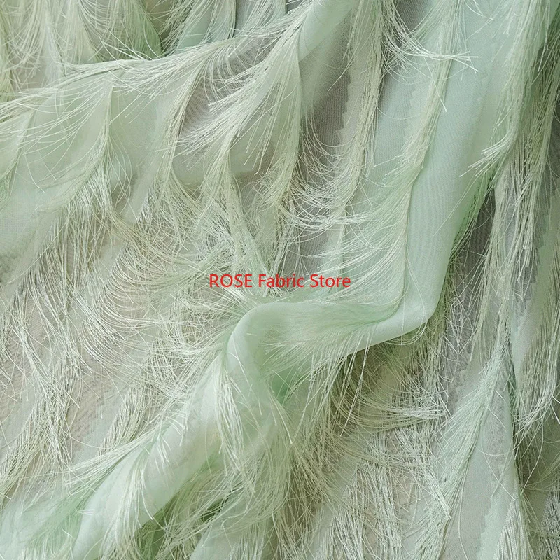 Tassel Chiffon Fabric with Woven Candy Colors for Dresses and Clothes Making Sewing Accessories By The Meter