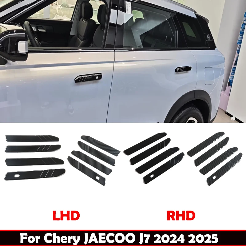 LHD RHD Für Chery JAECOO J7 2024 2025 ABS Carbonfaser Schwarz Seitentürgriff Türschalenabdeckung Zierleiste Außenzubehör