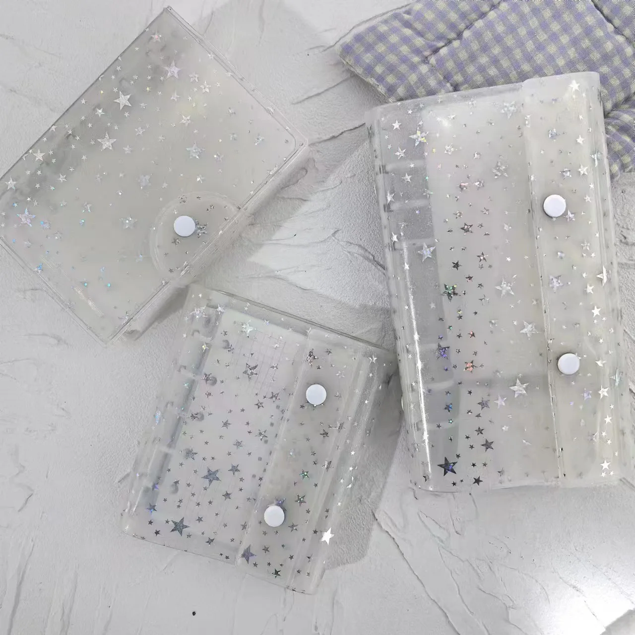 A6  A7 M5 Personal Transparent Stars High Clear 3-foldout PVC Loose Leaf Notebook Cover Planner Organizer Portable 6 Ring Binder