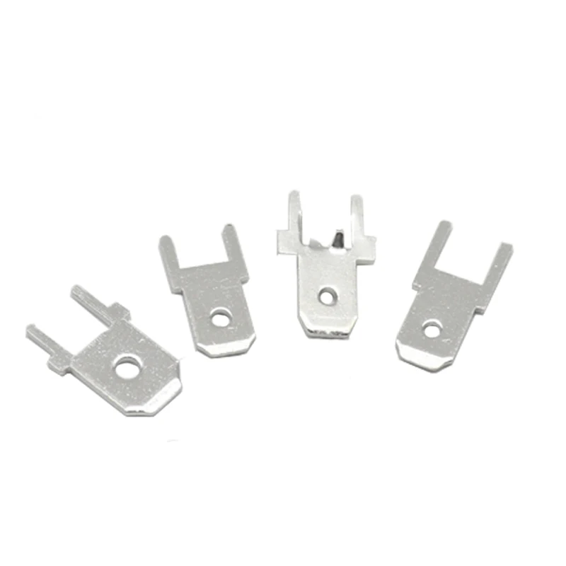 【100-50PCS】Cold Press Tab Solder Lug Male Crimp Terminal Plate 4.8mm 6.3mm PCB Spade Terminal Connector