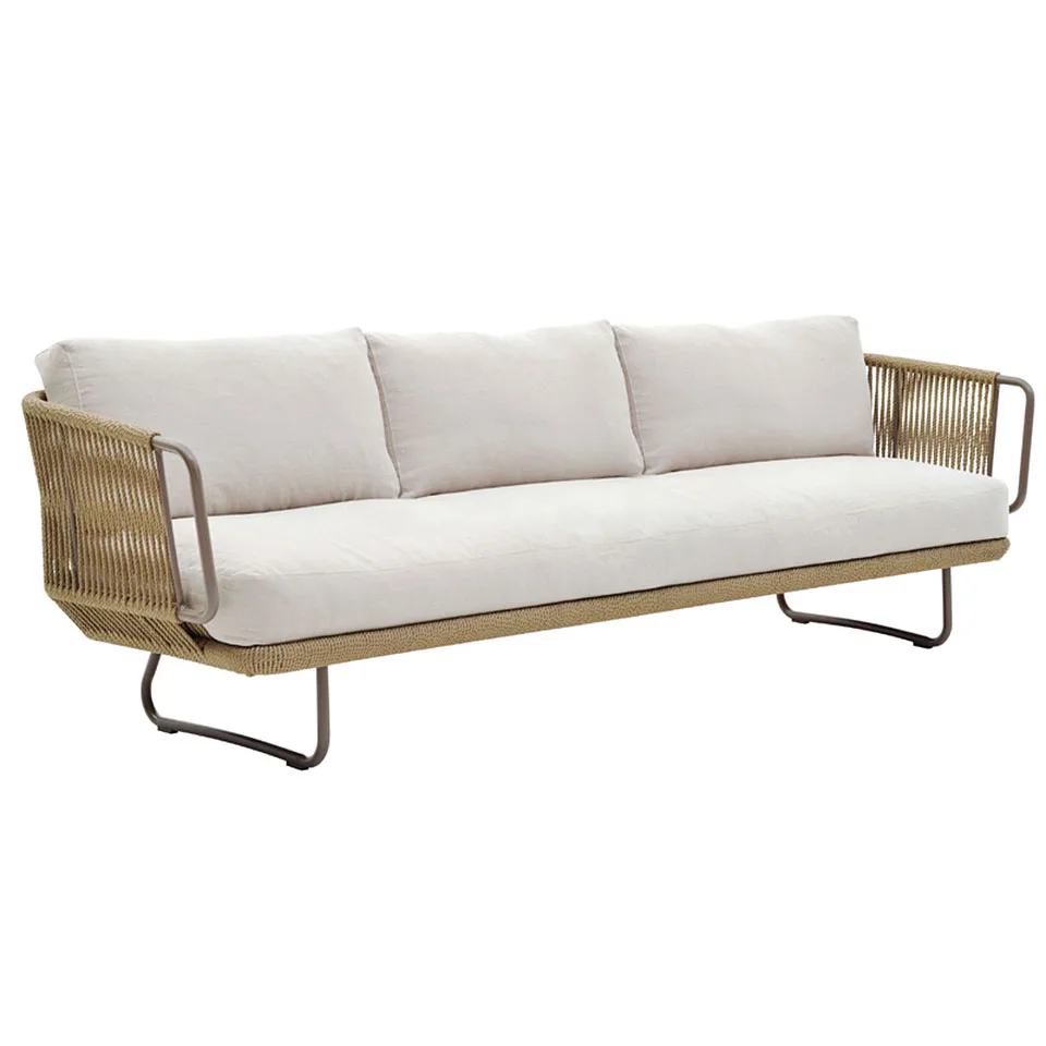 All Hand-made High Quality Sofa Set Outdoor Rope Furniture Three Seater Sofa Outdoor Rattan Woven Sofa Furniture