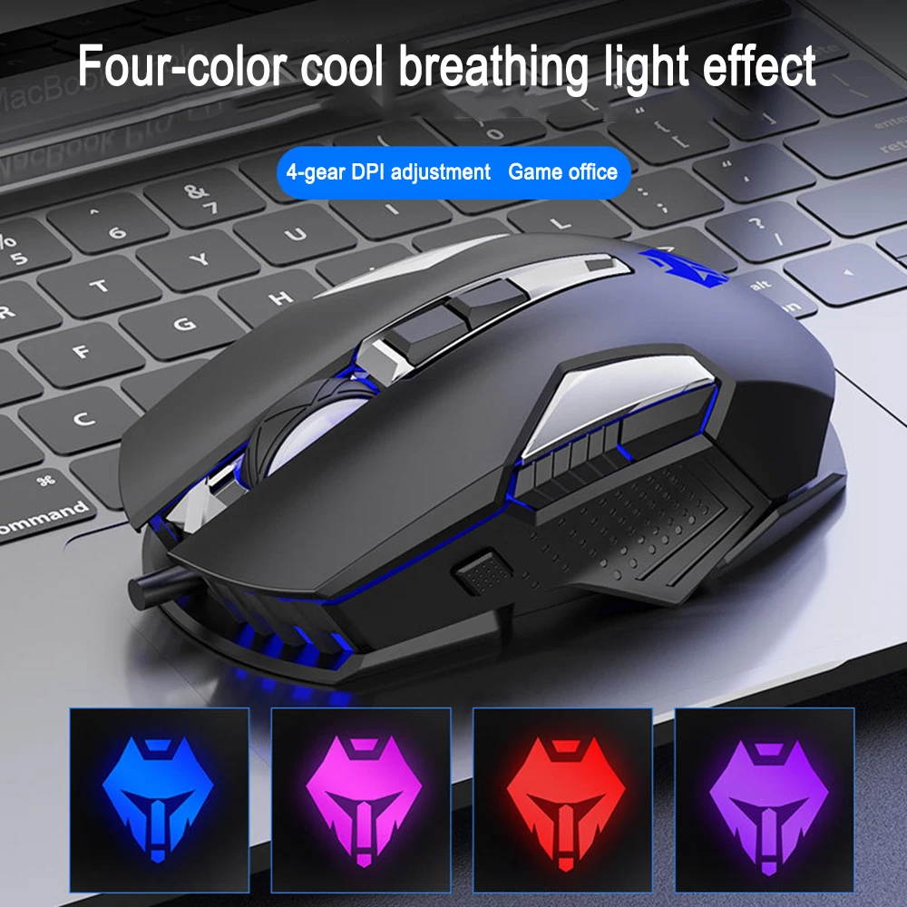 ماوس مريح سلكي 1200-3200 ديسيبل متوحد الخواص Cyberpunk ماوس ألعاب قابل للبرمجة للكمبيوتر PC LED RGB ماوس ميكانيكي للرياضات الإلكترونية