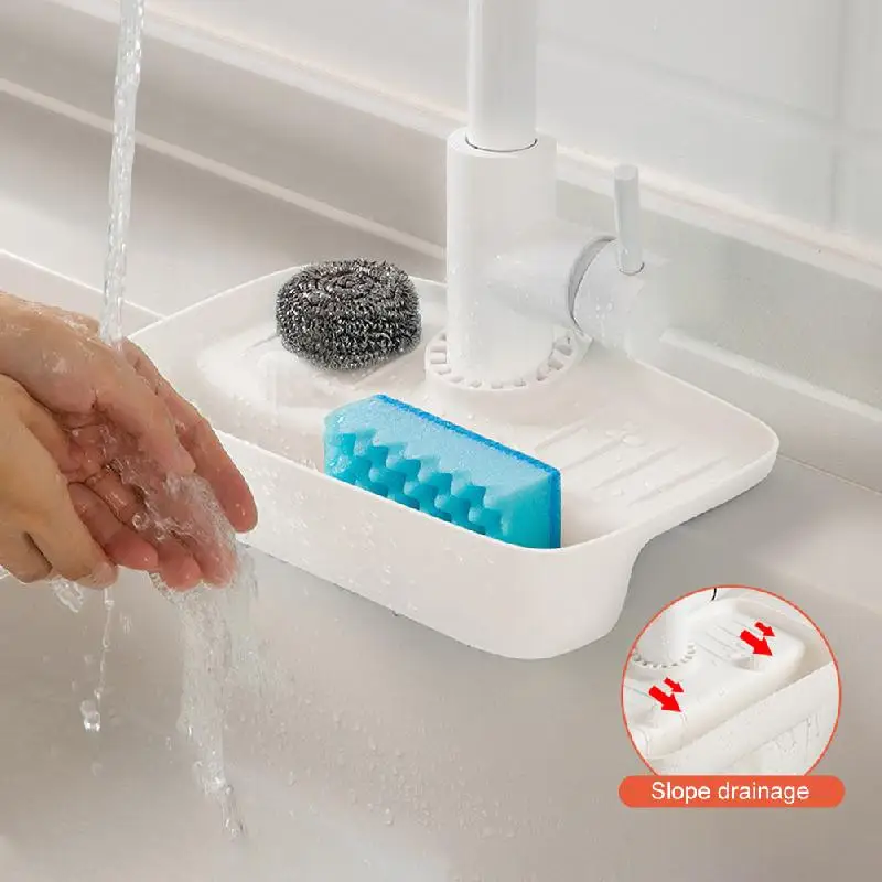 Bathroom Sink Faucet Mat Splash-Proof Drain Pad Silicone Splash Catcher Soap Bar Holder Water Splash Guard Sink Sponge Holder