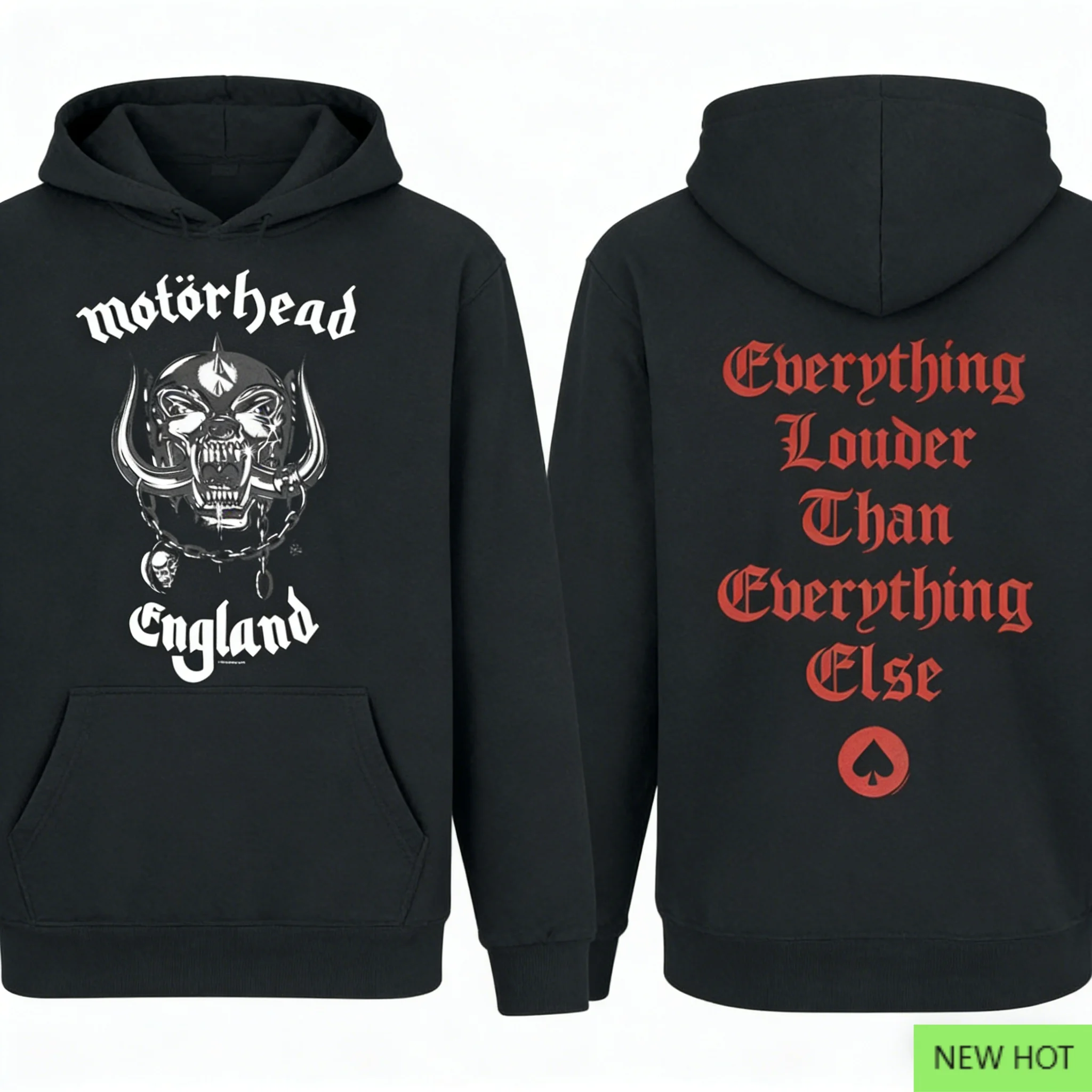 سترة Motörhead England بغطاء للرأس، سويت شيرت معدني ثقيل، مثالية للمعجبين الذين يحبون المعدن الثقيل البريطاني والمتشددين ريترو فيبي