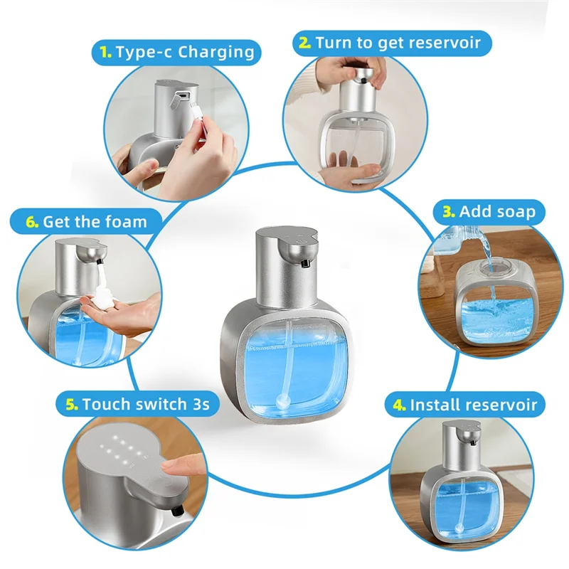 ABZV-mousse Machine à laver les mains intelligente distributeur de savon automatique mural 500Ml capteur d'induction Rechargeable liquide nouveau