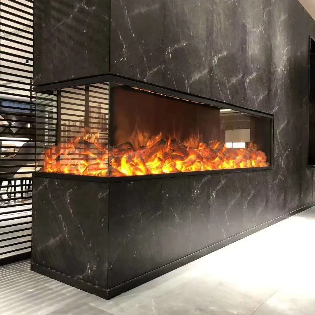 

Light Adjustable Thermostat Household English 1800mm Built-In Two-sides Decorative Electric Fireplace Insert Multicolor LED
