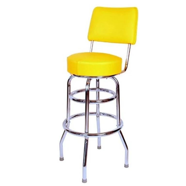Swivel Bar Stools Set Seat Height Counter Bar Stools Leather Modern Padded Seat Back