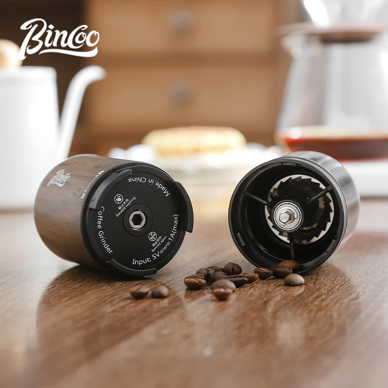 Bincoo مطحنة القهوة الكهربائية الصغيرة المحمولة مطحنة حبوب القهوة USB شحن 420 الفولاذ المقاوم للصدأ الأساسية مطحنة نكهة الاسبريسو
