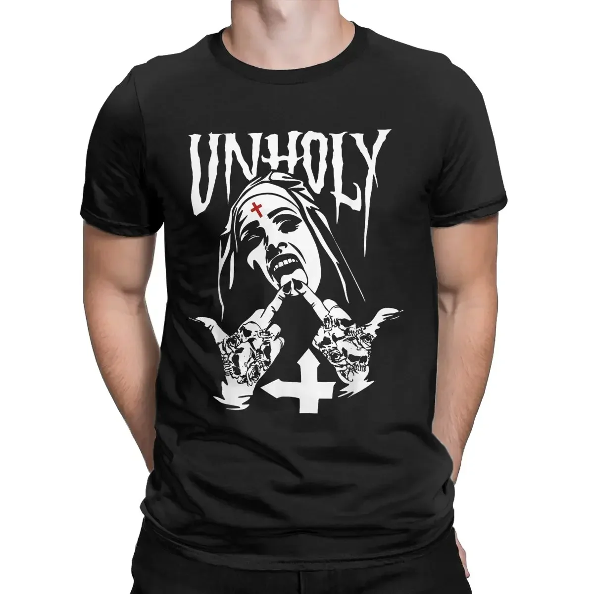 

Funny Harajuku Short Sleeve Tee Shirt 6XL Clothing Funny Funny Horror Unholy Nun T-Shirts for Men Crew Neck 100% Cotton T Shirt