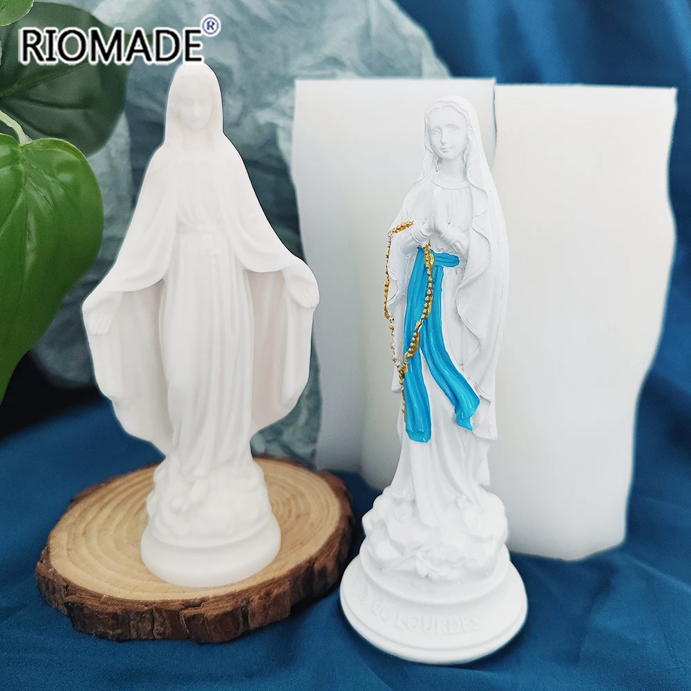 Virgin Mary Silicone Mold Christian Nun Model Candle Plaster Cement Epoxy Resin Mould DIY Handmade Crafts Decorative Ornaments