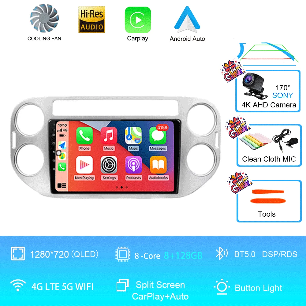 Android 16 voor Volkswagen VW Tiguan 5N 2007-16 VW Golf Plus 2004-13 9 inch CarPlay autoradio GPS navigatie head unit