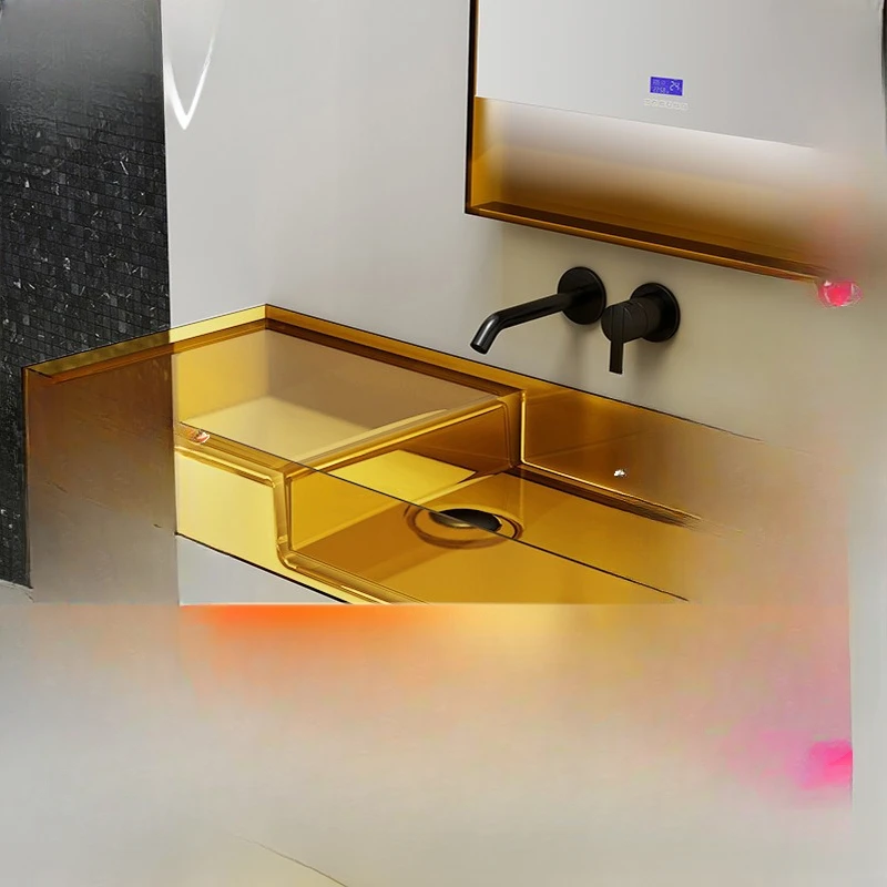 Lavabo sospeso in resina trasparente lavabo sospeso design piccolo appartamento colore lavabo