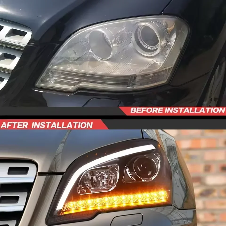 Car For Benz M-Class W164 Headlights 2009-2012 Upgrade Modified To New DRL Dynamic Turn Signal LED Headlight Auto Accessories