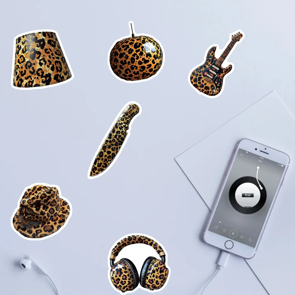 54 stuks modieuze luipaardprint stickersbundel - schattige dierenprint stickers voor laptop, hydrofles, plakboek en ambachten