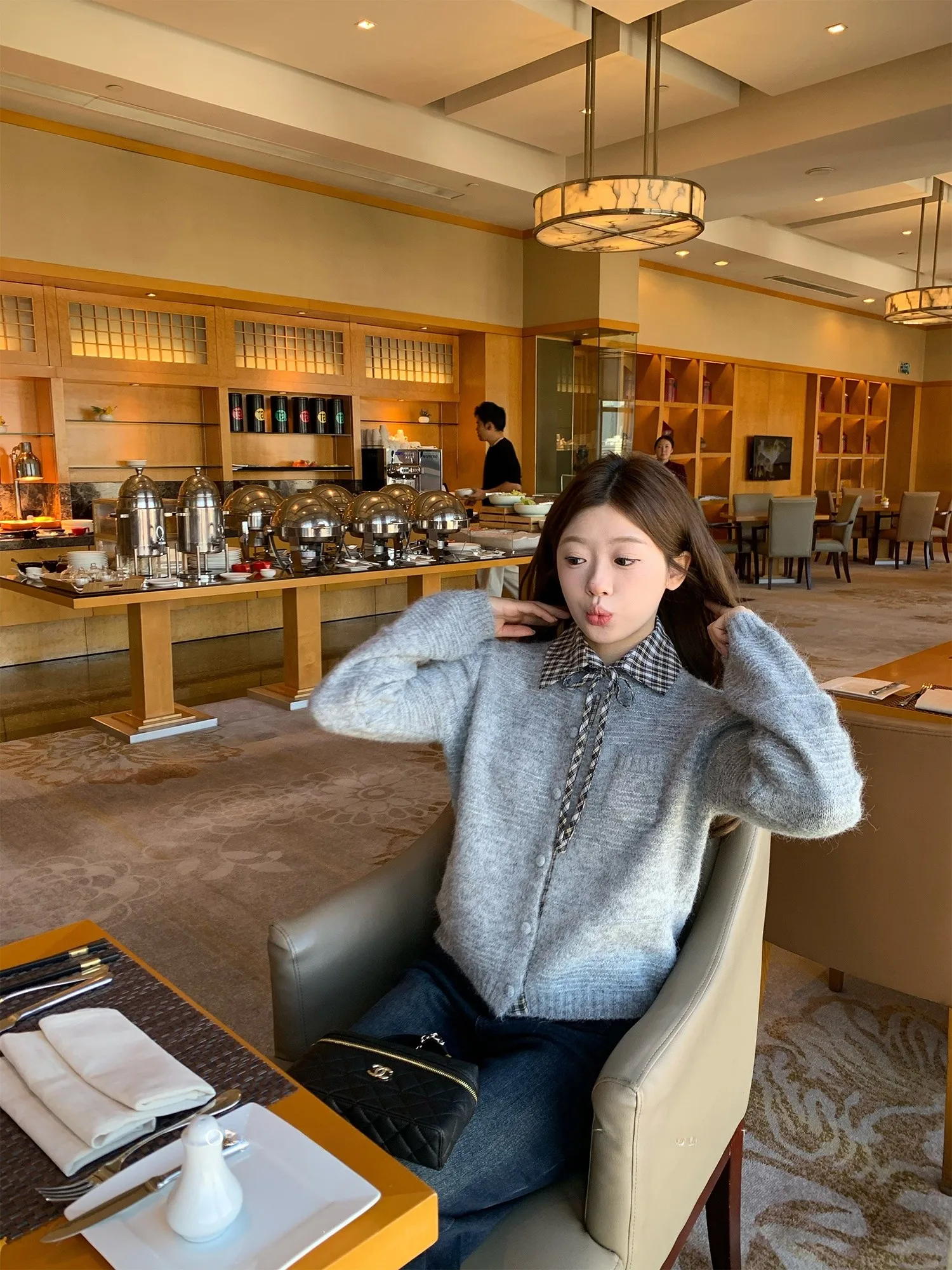 

OKJJ корейский Sle Agel клетчатый воротник съемный вязаный свитер пальто женский мягкий элитный повседневный модный полиэфирное волокно