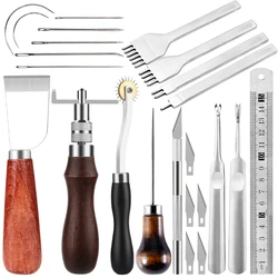 Kit in pelle di KRABALL strumento per artigianato in pelle cucito a mano cuciture Punch Carving Skiving Groover Edge Beveler Set di punzoni per fori in pelle